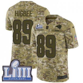 Youth Los Angeles Rams #89 Limited Tyler Higbee Camo Nike NFL 2018 Salute to Service Super Bowl LIII Bound Limited Jersey