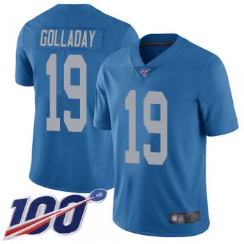 Lions #19 Kenny Golladay Blue Throwback Men's Stitched Football 100th Season Vapor Limited Jersey