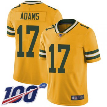 Packers #17 Davante Adams Yellow Men's Stitched Football Limited Rush 100th Season Jersey