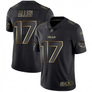 Bills #17 Josh Allen Black Gold Men's Stitched Football Vapor Untouchable Limited Jersey