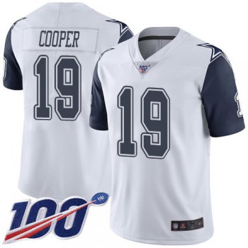 Cowboys #19 Amari Cooper White Men's Stitched Football Limited Rush 100th Season Jersey
