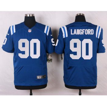Men's Indianapolis Colts #90 Endall Langford Royal Blue Team Color NFL Nike Elite Jersey