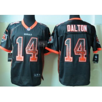 Nike Cincinnati Bengals #14 Andy Dalton Drift Fashion Black Elite Jersey