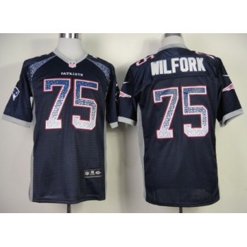 Nike New England Patriots #75 Vince Wilfork Drift Fashion Blue Elite Jersey