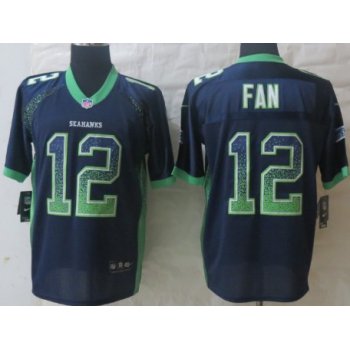 Nike Seattle Seahawks #12 Fan Drift Fashion Blue Elite Jersey