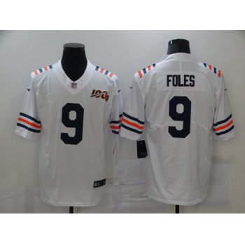 Men's Chicago Bears #9 Nick Foles White 2019 100th seasons Patch Vapor Untouchable Stitched NFL Nike Alternate Classic Limited Jersey