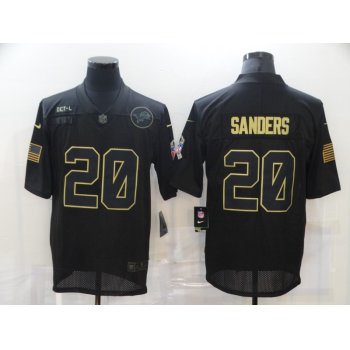 Men's Detroit Lions #20 Barry Sanders Black 2020 Salute To Service Stitched NFL Nike Limited Jersey