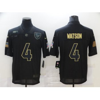 Men's Houston Texans #4 Deshaun Watson Black 2020 Salute To Service Stitched NFL Nike Limited Jersey