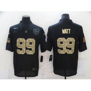 Men's Houston Texans #99 J.J. Watt Black Camo 2020 Salute To Service Stitched NFL Nike Limited Jersey