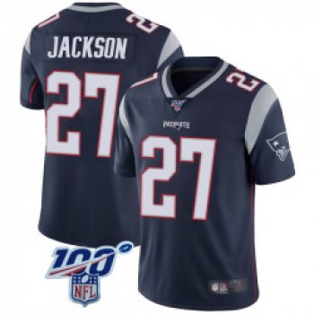 Men's New England Patriots #27 J.C. Jackson Limited 100th Vapor Navy Jersey