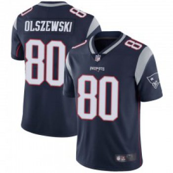 Men's New England Patriots #80 Gunner Olszewski Limited Navy Team Color Vapor Untouchable Jersey