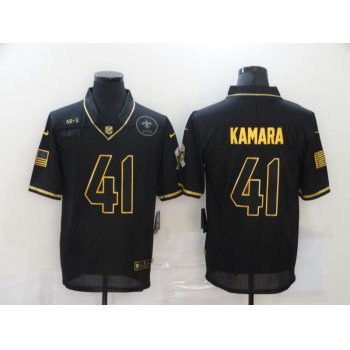 Men's New Orleans Saints #41 Alvin Kamara Black Gold 2020 Salute To Service Stitched NFL Nike Limited Jersey