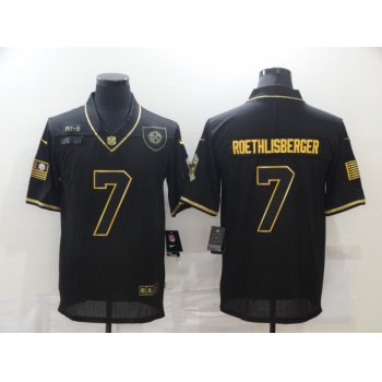 Men's Pittsburgh Steelers #7 Ben Roethlisberger Black Gold 2020 Salute To Service Stitched NFL Nike Limited Jersey