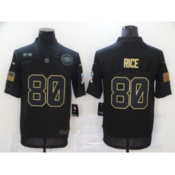Men's San Francisco 49ers #80 Jerry Rice Black 2020 Salute To Service Stitched NFL Nike Limited Jersey