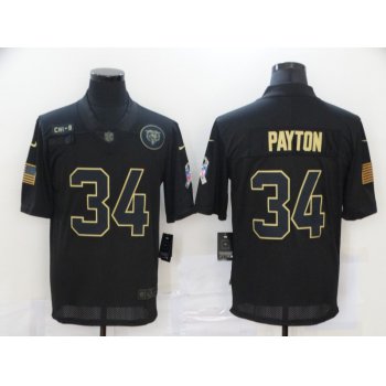 Men's Chicago Bears #34 Walter Payton Black 2020 Salute To Service Stitched NFL Nike Limited Jersey