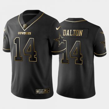 Men's Dallas Cowboys #14 Andy Dalton Golden Black Jersey