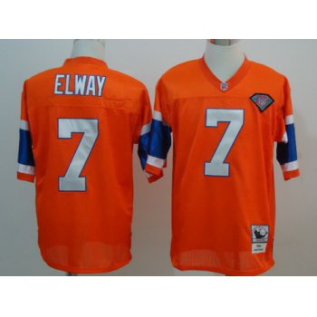 Denver Broncos #7 John Elway Orange Throwback 75TH Jersey