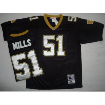 New Orleans Saints #51 Sam Mills Black Throwback Jersey