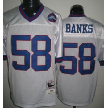 New York Giants #58 Carl Banks White Throwback Jersey