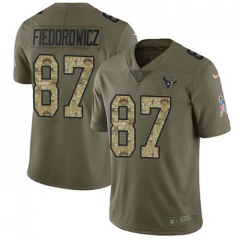 Nike Texans #87 C.J. Fiedorowicz Olive Camo Men's Stitched NFL Limited 2017 Salute To Service Jersey