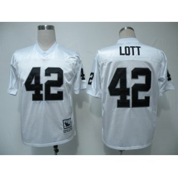 Oakland Raiders #42 Ronnie Lott White Throwback Jersey