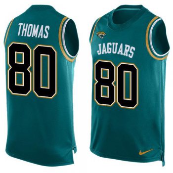 Men's Jacksonville Jaguars #80 Julius Thomas Teal Green Hot Pressing Player Name & Number Nike NFL Tank Top Jersey