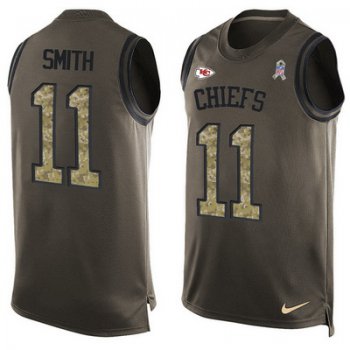 Men's Kansas City Chiefs #11 Alex Smith Green Salute to Service Hot Pressing Player Name & Number Nike NFL Tank Top Jersey