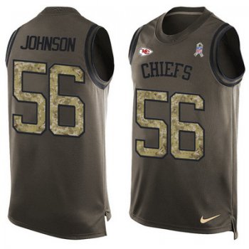 Men's Kansas City Chiefs #56 Derrick Johnson Green Salute to Service Hot Pressing Player Name & Number Nike NFL Tank Top Jersey