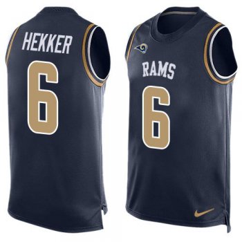 Men's Los Angeles Rams #6 Johnny Hekker Navy Blue Hot Pressing Player Name & Number Nike NFL Tank Top Jersey