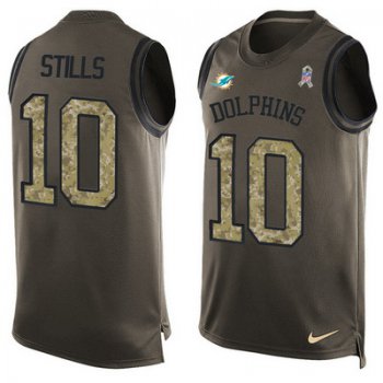 Men's Miami Dolphins #10 Kenny Stills Green Salute to Service Hot Pressing Player Name & Number Nike NFL Tank Top Jersey