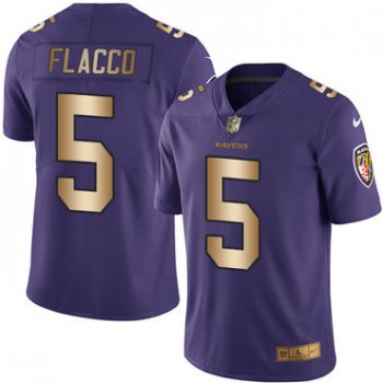 Nike Baltimore Ravens #5 Joe Flacco Purple Men's Stitched NFL Limited Gold Rush Jersey