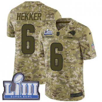 #6 Limited Johnny Hekker Camo Nike NFL Youth Jersey Los Angeles Rams 2018 Salute to Service Super Bowl LIII Bound