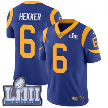 #6 Limited Johnny Hekker Royal Blue Nike NFL Alternate Youth Jersey Los Angeles Rams Vapor Untouchable Super Bowl LIII Bound