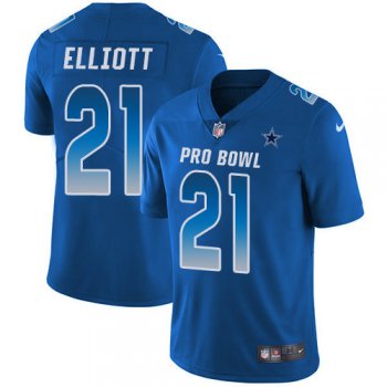 Nike Dallas Cowboys #21 Ezekiel Elliott Royal Men's Stitched NFL Limited NFC 2019 Pro Bowl Jersey