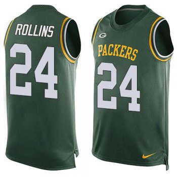 Men's Green Bay Packers #24 Quinten Rollins Green Hot Pressing Player Name & Number Nike NFL Tank Top Jersey