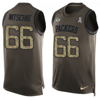 Men's Green Bay Packers #66 Ray Nitschke Green Salute to Service Hot Pressing Player Name & Number Nike NFL Tank Top Jersey