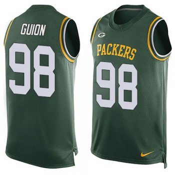 Men's Green Bay Packers #98 Letroy Guion Green Hot Pressing Player Name & Number Nike NFL Tank Top Jersey