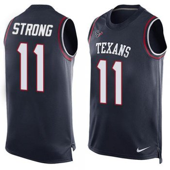 Men's Houston Texans #11 Jaelen Strong Navy Blue Hot Pressing Player Name & Number Nike NFL Tank Top Jersey
