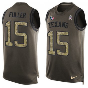 Men's Houston Texans #15 Will Fuller Green Salute to Service Hot Pressing Player Name & Number Nike NFL Tank Top Jersey