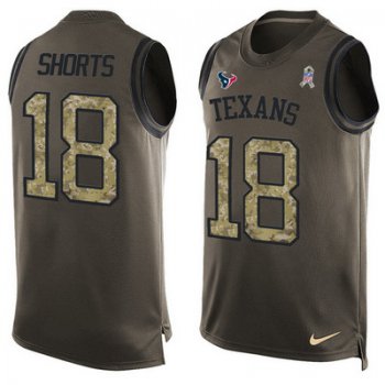 Men's Houston Texans #18 Cecil Shorts Green Salute to Service Hot Pressing Player Name & Number Nike NFL Tank Top Jersey