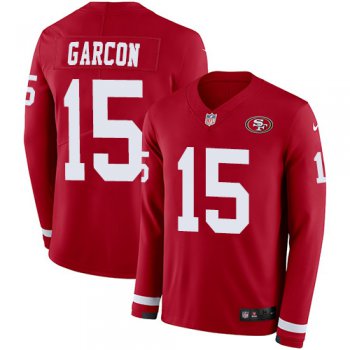Nike 49ers #15 Pierre Garcon Red Team Color Men's Stitched NFL Limited Therma Long Sleeve Jersey