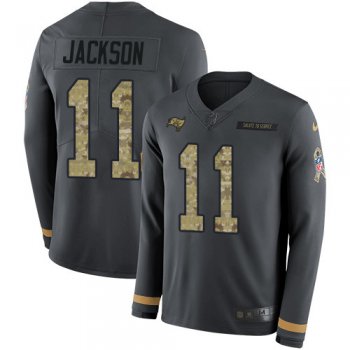 Nike Buccaneers #11 DeSean Jackson Anthracite Salute to Service Men's Stitched NFL Limited Therma Long Sleeve Jersey