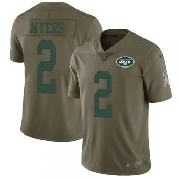 Nike Jets #2 Jason Myers Olive Men's Stitched NFL Limited 2017 Salute to Service Jersey