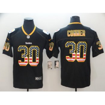 Nike Pittsburgh Steelers #30 James Conner Black USA Flag Fashion Limited Jersey