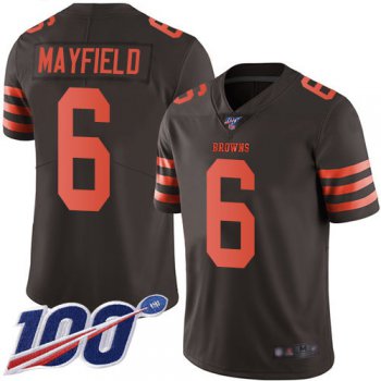 Cleveland Browns #6 Baker Mayfield Brown Men's Stitched Football Limited Rush 100th Season Jersey
