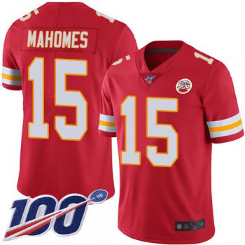 Kansas City Chiefs #15 Patrick Mahomes Red Team Color Men's Stitched Football 100th Season Vapor Limited Jersey