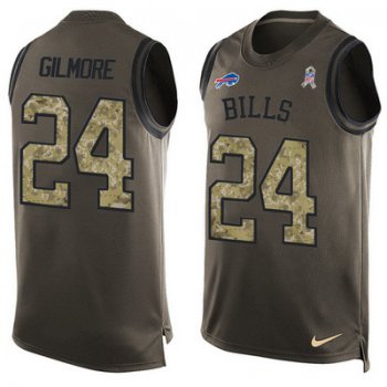 Men's Buffalo Bills #24 Stephon Gilmore Green Salute to Service Hot Pressing Player Name & Number Nike NFL Tank Top Jersey