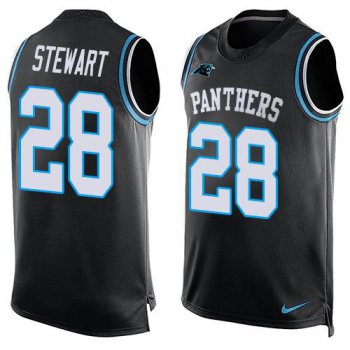 Men's Carolina Panthers #28 Jonathan Stewart Black Hot Pressing Player Name & Number Nike NFL Tank Top Jersey
