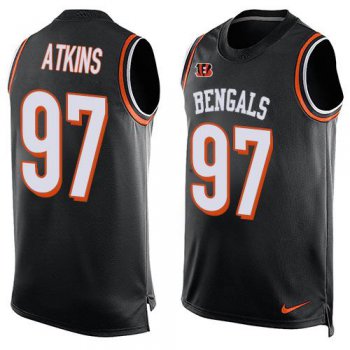 Men's Cincinnati Bengals #97 Geno Atkins Black Hot Pressing Player Name & Number Nike NFL Tank Top Jersey