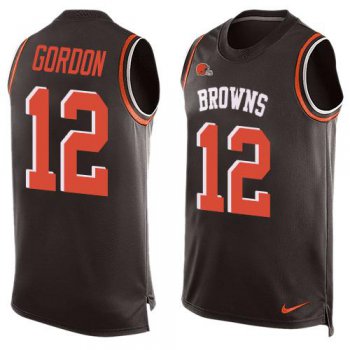 Men's Cleveland Browns #12 Josh Gordon Brown Hot Pressing Player Name & Number Nike NFL Tank Top Jersey